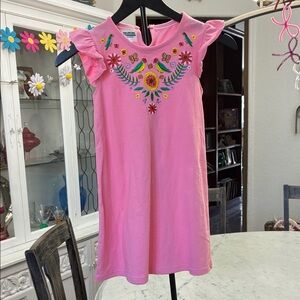 Hayden Pink Dress with Colorful Embroidery
